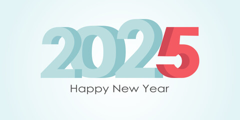 Happy New Year 2025 Retro style blue red greeting banner, web, background, card, poster, template Layout. 3d number