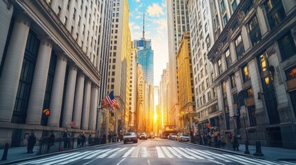 A city street with multiple commercial banks, showcasing competition and variety in services, diverse clientele, vibrant city atmosphere -