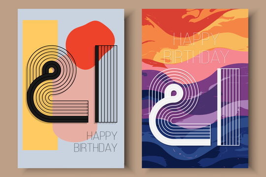 happy 21st birthday minimalist style gift card