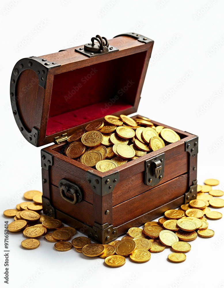 Wall mural treasure chest with coins