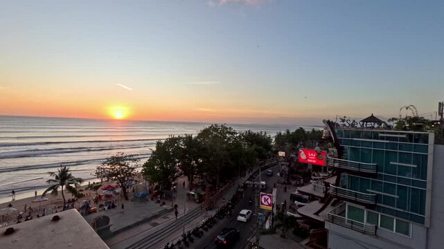 time lapse at kuta beach bali at sunset