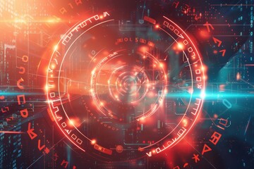 Abstract AI algorithm background with futuristic neural networks and data flow.