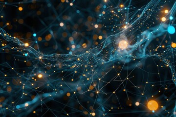 Futuristic AI algorithm abstract background with digital code and tech elements