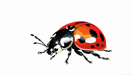 Red and Black Ladybug Crawling in the Garden