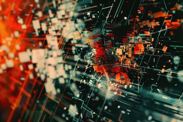 Obraz premium Abstract AI algorithm background with neural networks, data, and digital code..