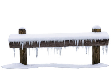 snow-covered wooden fence isolated on a transparent background - Powered by Adobe