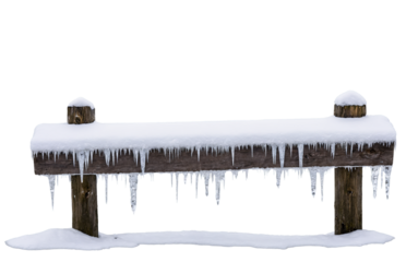 snow-covered wooden fence isolated on a transparent background