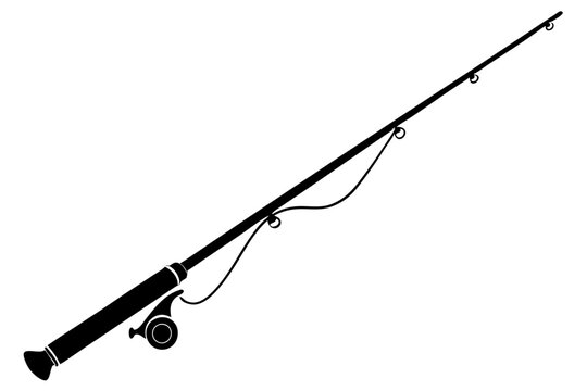 fishing rod silhouette, fishing rod icon, vector illustration