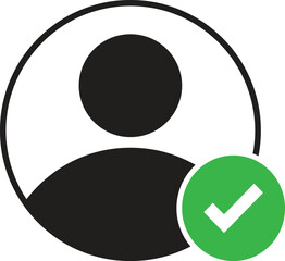 profile icon with green checkmark . Verified account icon . User account accepted symbol vector © cool vp