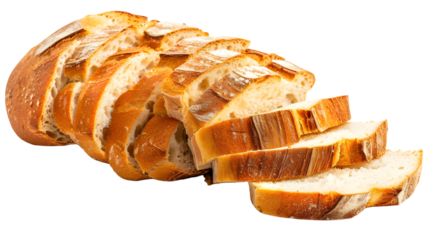 Sliced Sourdough Bread isolated on transparent background
