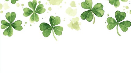 Water droplets and a bokeh background decorate this Irish shamrock greeting card.