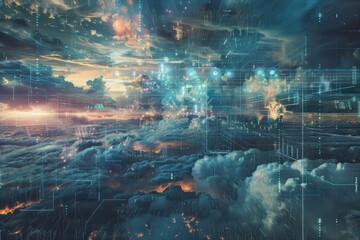 Obraz premium Abstract AI algorithm background with futuristic neural networks and data flow.