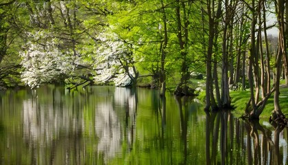 reflection of trees in the water