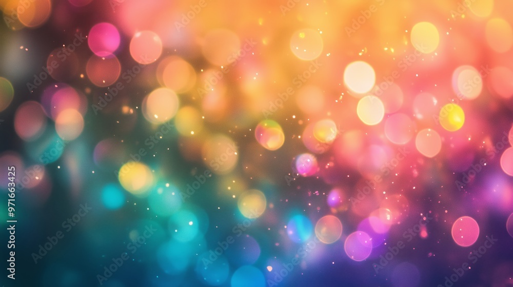Poster vibrant bokeh background filled with colorful lights creating a festive atmosphere and enhancing moo