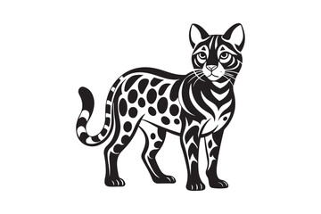 Ocelot  silhouette vector illustration, Ocelot  silhouette vector, Ocelot  silhouette PNG 