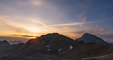 View from Parpaner Rothorn in the Swiss alps on a late summer day