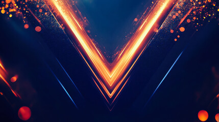 Dynamic blue and orange glowing lines intersecting in a geometric design against a dark background