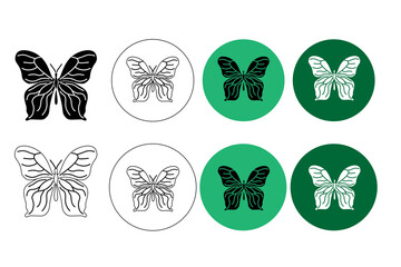 Obraz premium Different type of butterfly. Contour colorful geometric vector illustration for prints, clothing, packaging, stickers, logo, emblem. 