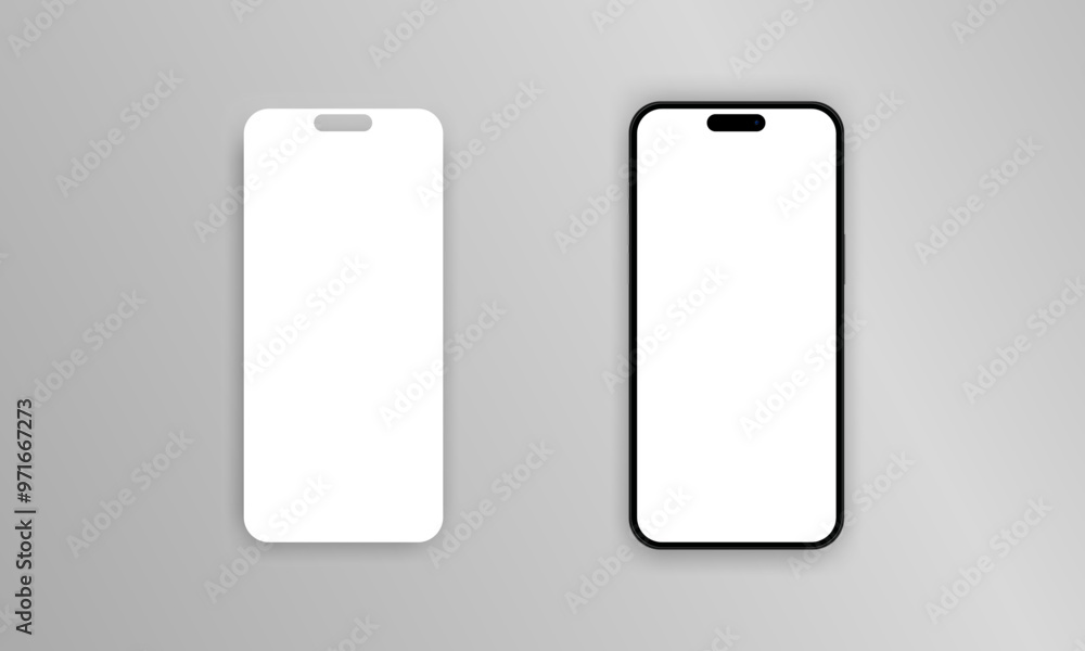 Aufkleber Realistic smartphone with blank screen. Phone mockup in front. Mobile phone with shadow. Realistic style. Vector EPS 10