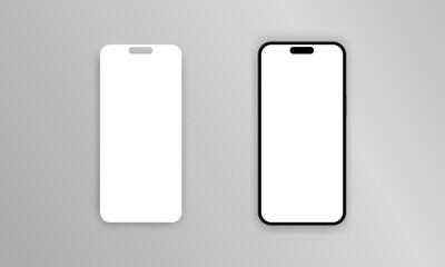 Realistic smartphone with blank screen. Phone mockup in front. Mobile phone with shadow. Realistic style. Vector EPS 10