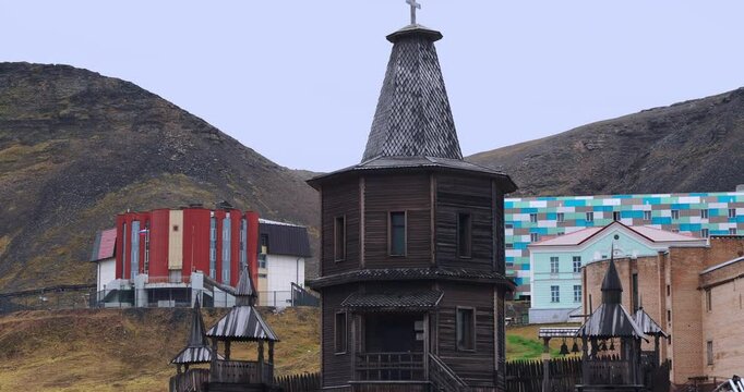 Old Soviet Buildings In Barentsburg, Svalbard, Arctic