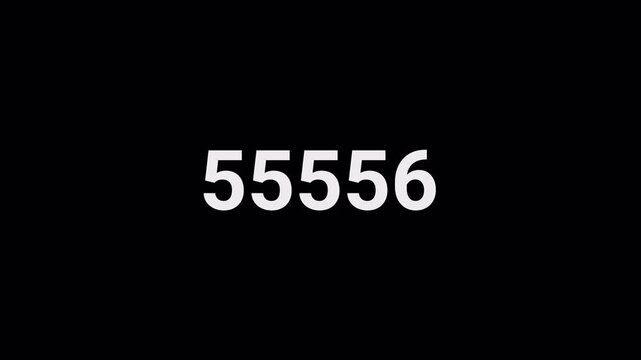 Number counter animation from 0 to 100,000 on a transparent background in 4k, Animated counting numbers from zero to one lac for likes, views and amount concepts.