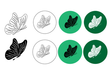 butterfly icon button, vector, sign, symbol, logo, illustration, editable stroke, flat design style isolated on white linear pictogram
