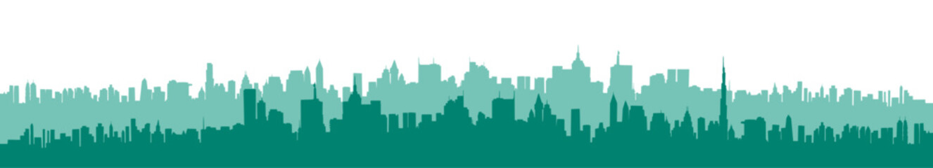 Obraz premium City silhouette blue. hand drawing. Not AI. Vector illustration.