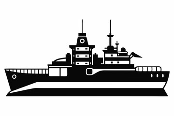 Warship icon, Warship silhouette vector collection