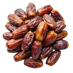 Pitted dates isolated on white from above Isolated on transparent background.