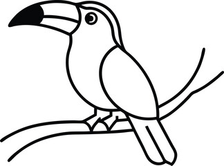 Obraz premium Elegant Toucan Branch Silhouette Vector 