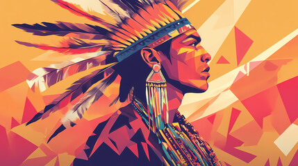 Fototapeta premium Native american pow wow - generative ai. Native American. Illustration