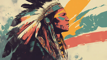 Fototapeta premium Native canvas. Native American. Illustration