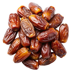 Pitted dates isolated on white from above Isolated on transparent background.