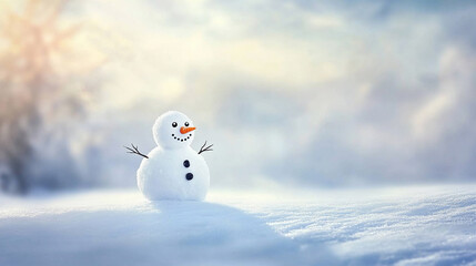 Snowy card with a snowman and a space for text