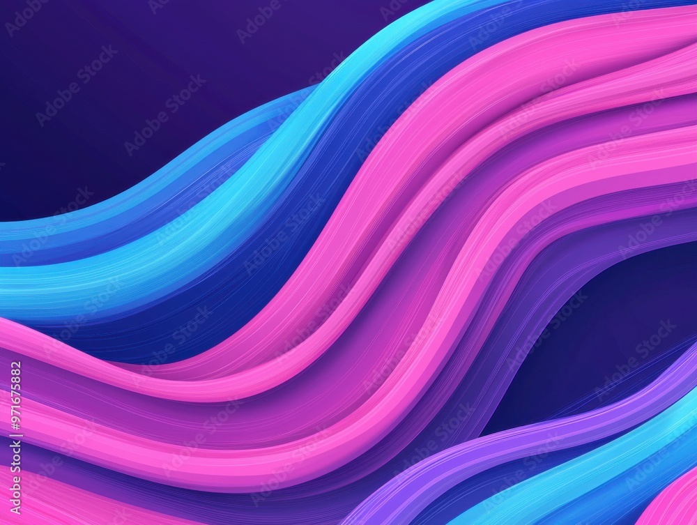 Poster colorful abstract waves in vibrant shades of pink and blue, creating a dynamic and fluid visual expe