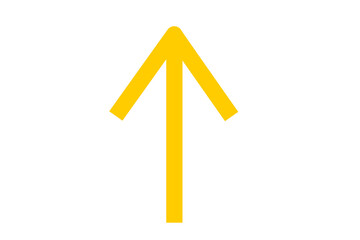 Yellow straight arrow up icon on transparent background. flat style. arrow icon for your web site design, logo, app, UI. arrow indicated the direction symbol. curved arrow sign