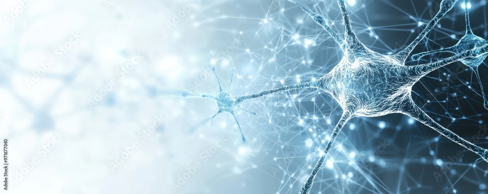 Poster abstract illustration of interconnected neurons, showcasing the complexity of neural networks in a s
