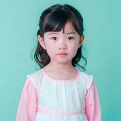 portrait of a little Asian girl with brunette hair