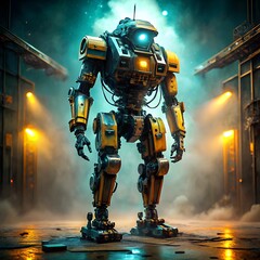 hyper detail robot body with complex system equipment