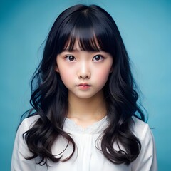  portrait of a little Asian girl with brunette hair