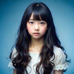  portrait of a little Asian girl with brunette hair