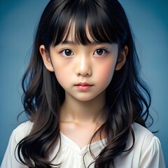  portrait of a little Asian girl with brunette hair