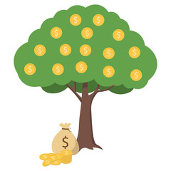 Illustration of a Money Tree of Prosperity Symbolizing Growing Wealth and Financial Abundance