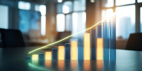 Dynamic Growth Chart Projection in Corporate Office - Concept of Business Success and Financial Progress