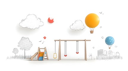 Whimsical Playground Doodle Bursting with Childlike Creativity and Imagination