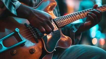 Obraz premium Musician playing guitar, Man playing guitar.