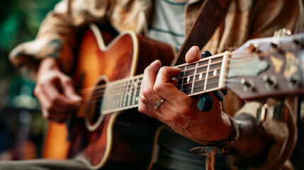Obraz premium Musician playing guitar, Man playing guitar.