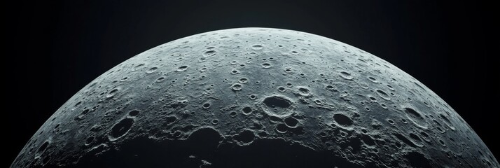 Close-up view of the moon's cratered surface against a dark sky for text customization