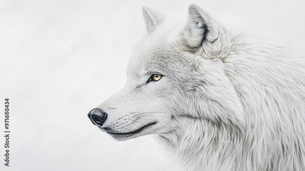 Wall mural A Close-Up Portrait of a White Wolf's Profile